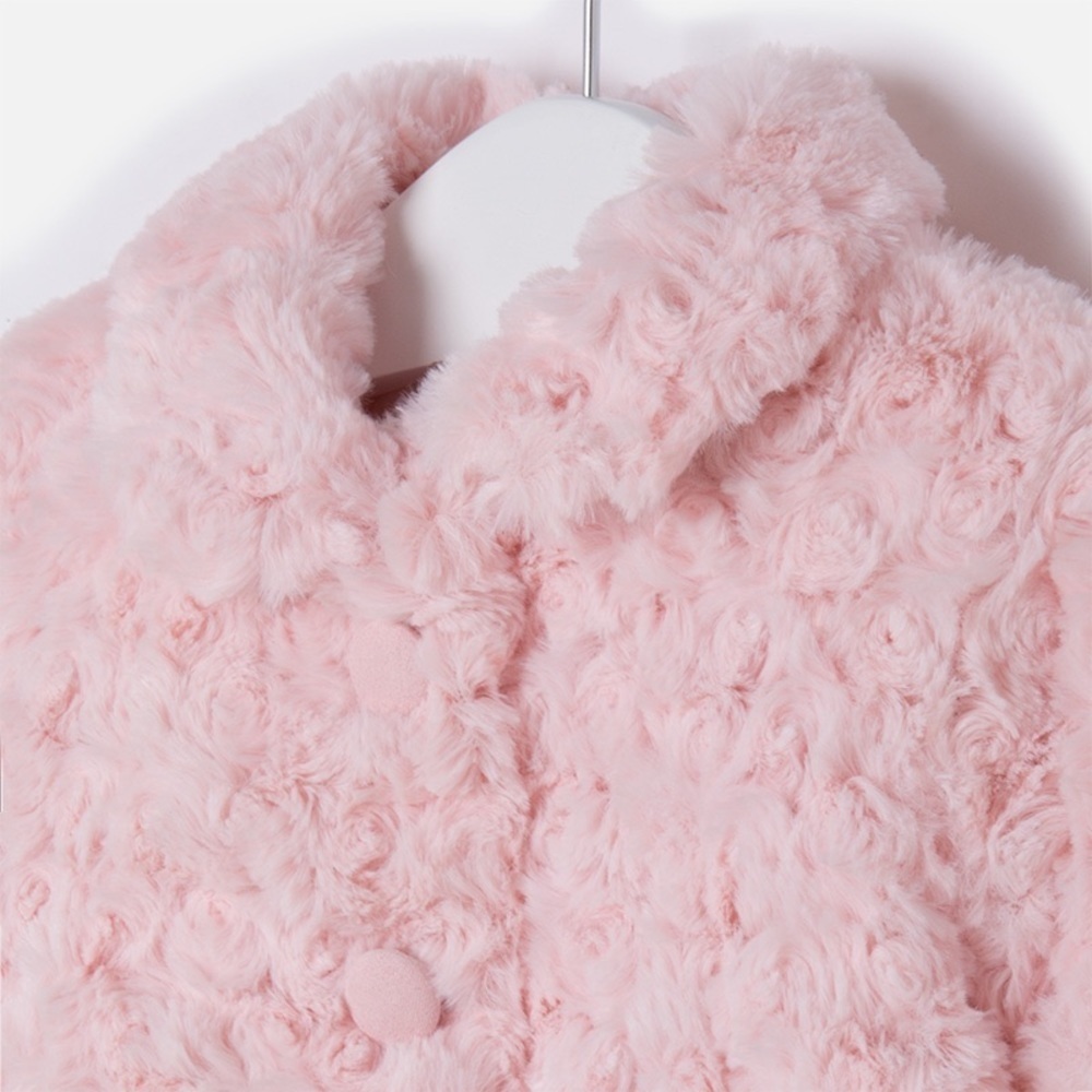 Oralmay Rosette Faux Fur Pink Coat 2-4 months - Picture 7 of 8